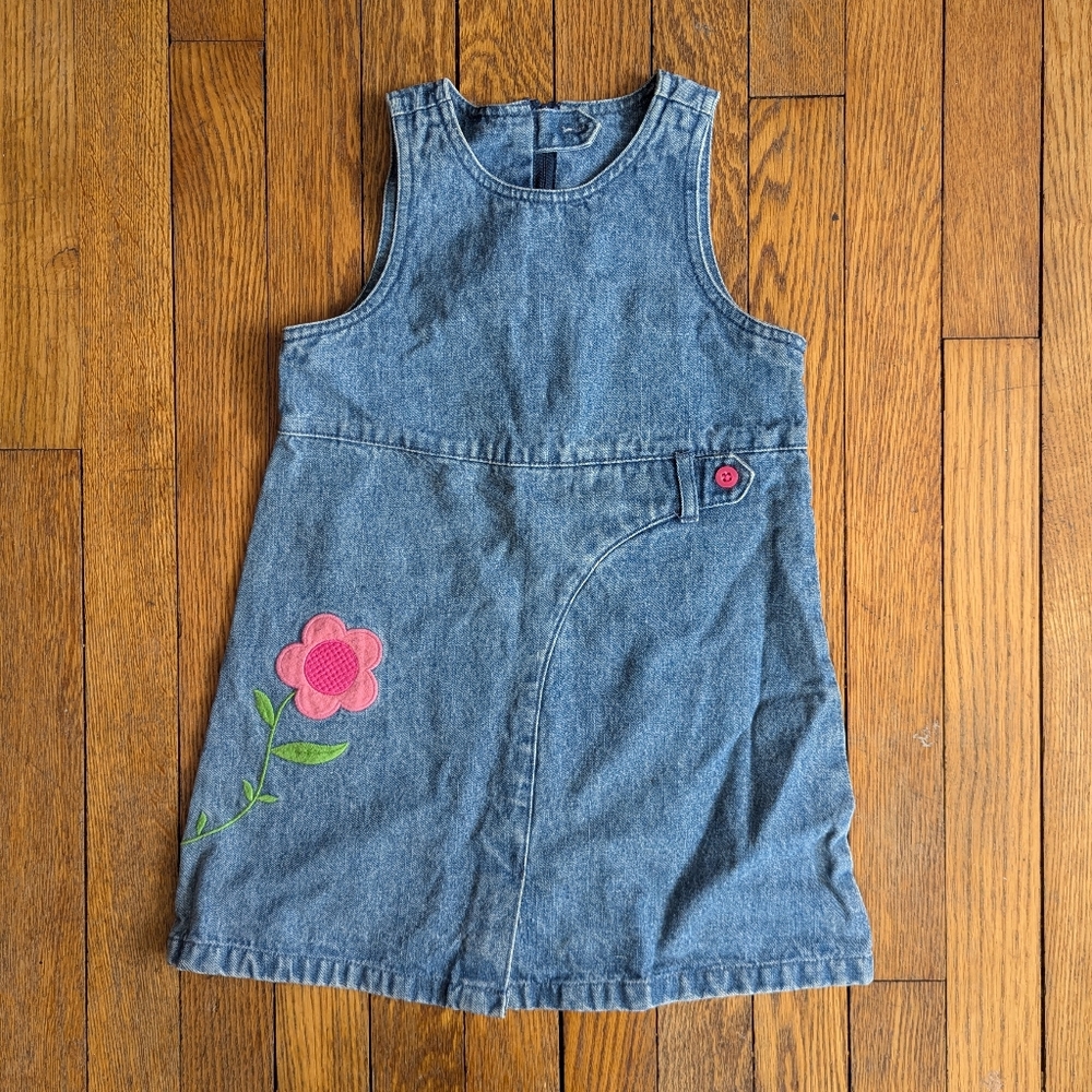 Vintage 00's Kids 4 Lee Denim Dress with Floral Applique